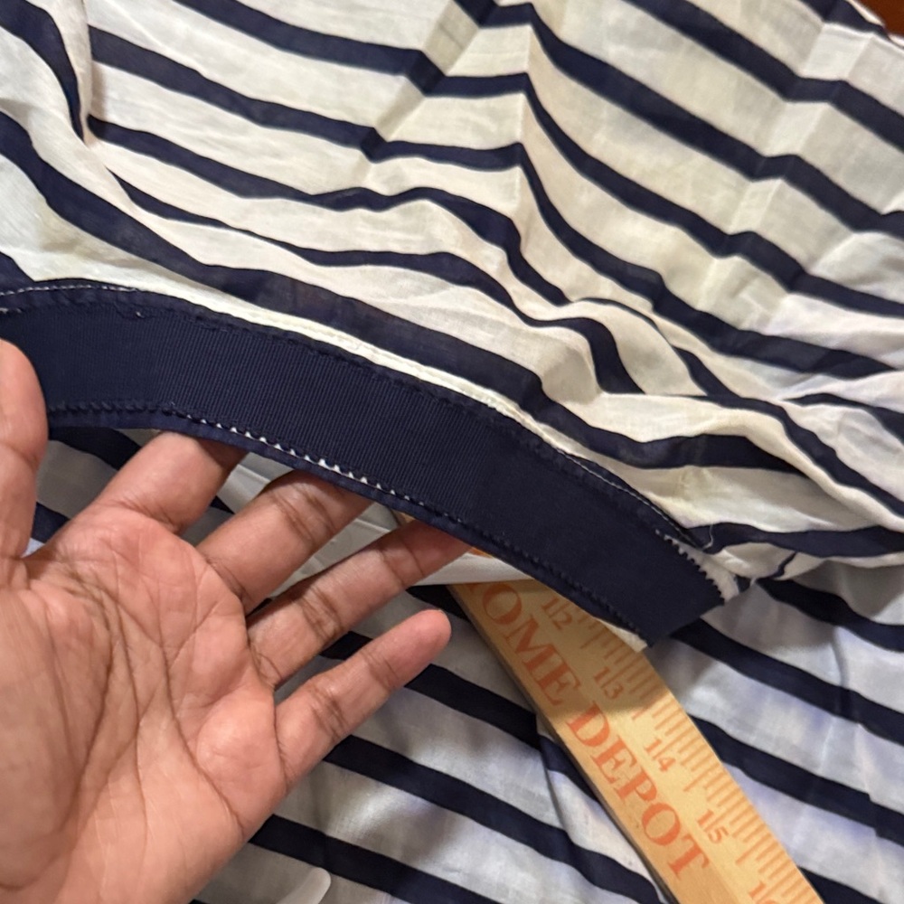 Saint Tropez West Navy and Cream Striped Top Sz L - Picture 9 of 10